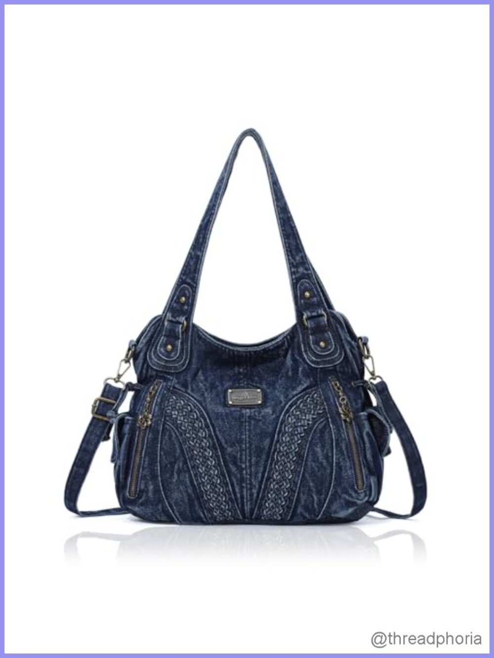 Women's Washed Synthetic Leather Tote Bag Shoulder Satchel Top Handle Handbag
